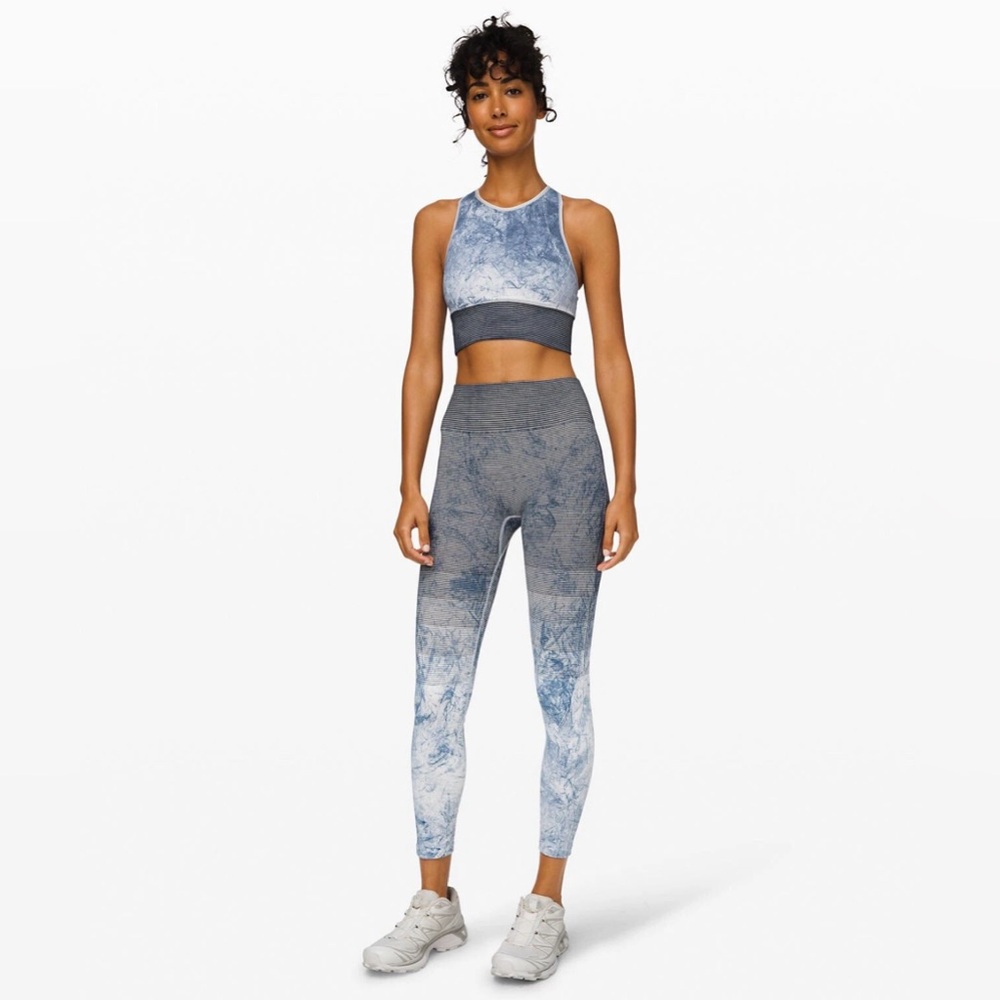 Lululemon Ebb To Train Bra Luna Wash Long Line High Neck Crop‎ Tank